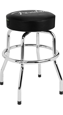 Fender® Spaghetti Logo Pick Pouch Barstool, Black and Chrome - 