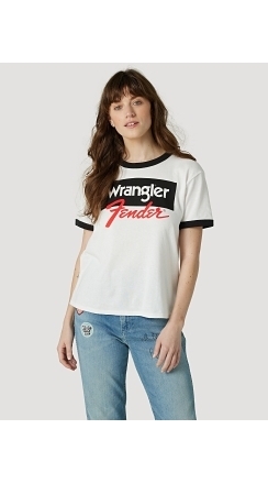 Fender® x Wrangler® Women's Ringer Tee, White - White