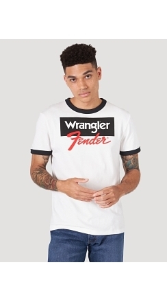 Fender® x Wrangler® Men's Ringer Tee, White - White