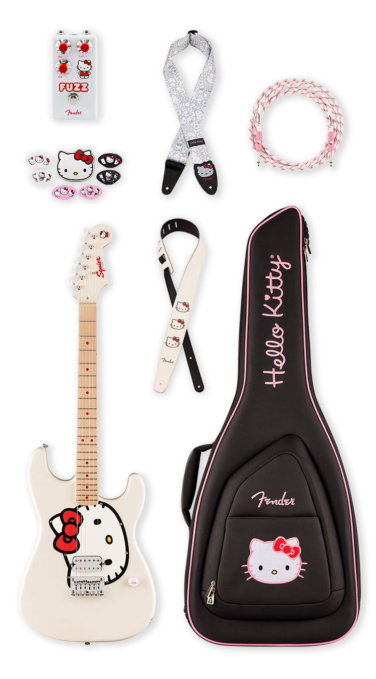 Hello Kitty White Stratocaster Bundle